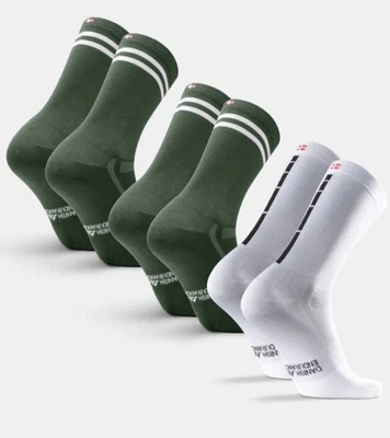 DANISH ENDURANCE Unisex Performance Cycling Socks 3-Pack, Olive/Stripes, UK 9–12 - Image 1 of 4