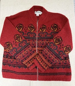 Harley of Scotland Merinowolle Damen Strickjacke Pullover Rot Full Zip XL - Bild 1 von 6