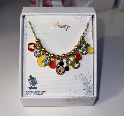 COLLAR MICKEY con Frutas y Estrás Tono Dorado Joyería Disney Vintage Foto 1 de 3