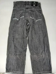 Vintage 2000s Y2K Southpole Black Denim Straight Leg Baggy Hip Hop Size 32x27 - Picture 1 of 6