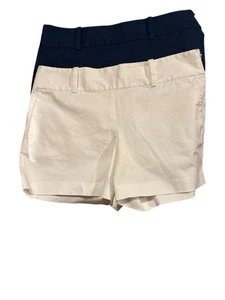 2 Pair Ann Taylor City Shorts Sz 8 1 Navy And 1 White Flat Front Side Zip NWOT - Picture 1 of 13