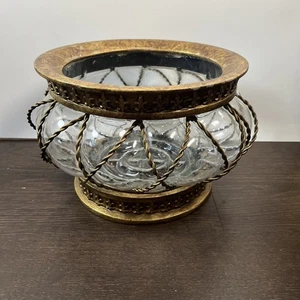 Vintage Large Blown Caged Art Glass Bowl 9”x 6.5” - Picture 1 of 4