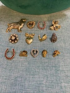 Vintage Mixed LOT (12) Silver/Goldtone Brooches Pins - Picture 1 of 4