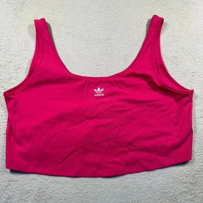 Camiseta sin mangas Adidas Originales Acanalada Recortada Logotipo del Trifolio Rosa Caliente Gimnasio 3X Plus LEER Foto 1 de 4