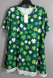 Neu - Damen Vislily Kurzarm Pullover Lucky 3 Blatt Kleeblatt Too. Gr. 22 W - Bild 1 von 8