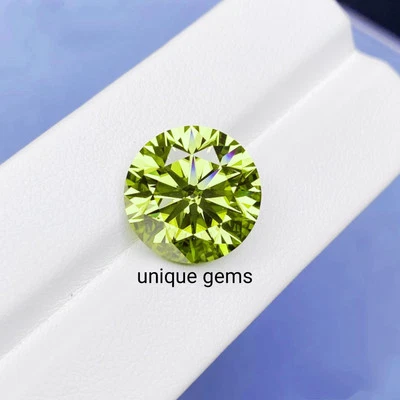 10 Ct Flawless Rare Green Peridot Round Cut Certified Loose Gemstones 14x14MM - Image 1 of 4