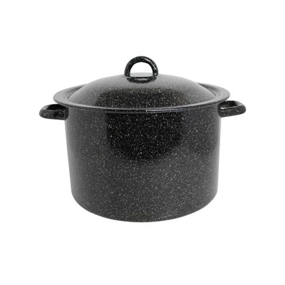 7.75qt Enamel Stock Pot, Black - Image 1 of 4
