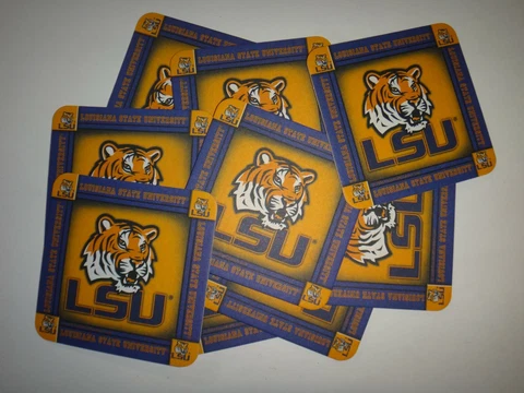 9 NEW 2-Side Louisiana State University MIKE THE TIGER LSU Mascot Drink Coasters Cover