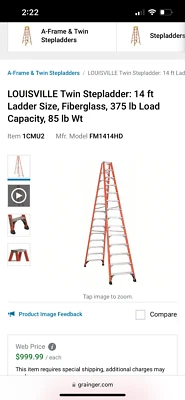 Escalera Louisville fm1414h nunca usada escalera de 14 ft capacidad 375 lb   Foto 1 de 3