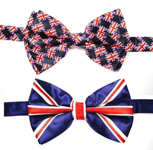 Union Jack Clip-On Bow Tie Kings Coronation British Fancy Dress Party Tie Deal - Picture 1 of 1