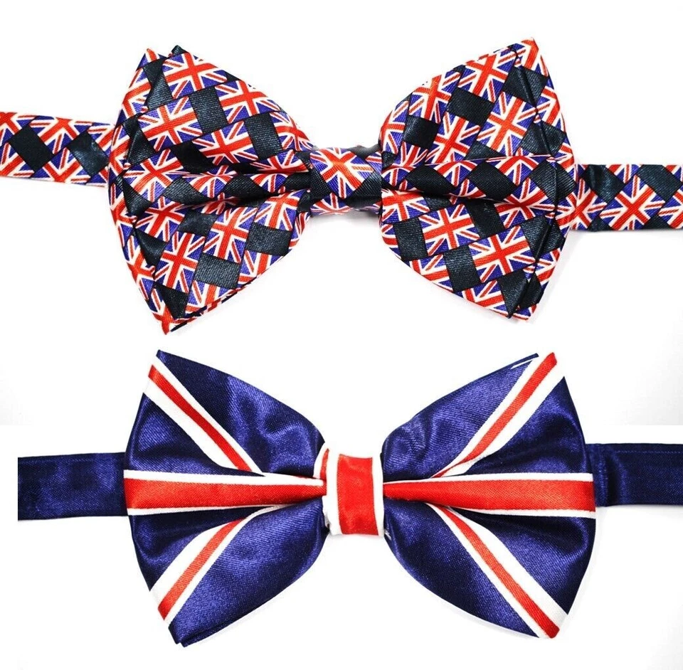 Union Jack Clip-On Bow Tie Kings Coronation British Fancy Dress Party Tie Deal - Image 1 of 1