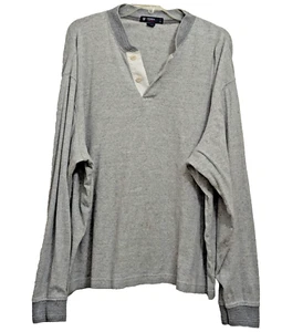 Pullover Henley 100 % algodón colección Cremieux para hombre XL gris puños con bandas - Imagen 1 de 6