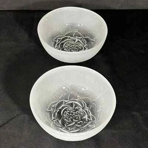 Littala Villiruusu Frosted Clear Bowl Set of 2 Alberto Churba - Picture 1 of 22