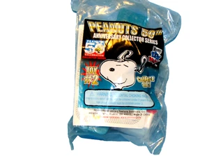 WENDY'S PEANUTS 50 ANNIVERSARY COLLECTION SERIES Snoopy on dog house blue base - Picture 1 of 2