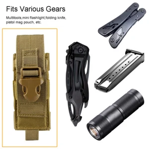 Tactical MOLLE Multi-tool Sheath Holster Folding Knife Flashlight Utility Pouch - Picture 1 of 15
