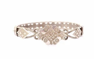 1930's Chinese Solid Silver Bracelet Bangle Marked - Picture 1 of 8