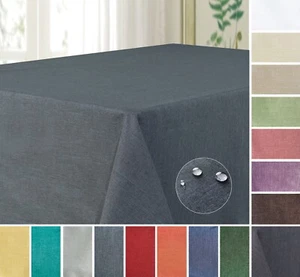 TISCHDECKE ECKIG RUND OVAL BÜGELFREI WASSERABWEISEND UNI ABWISCHBAR GARTEN STOFF - Bild 1 von 47