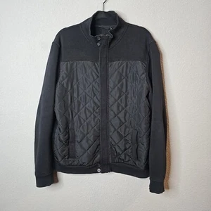 Marc Anthony Black Jacket Mens Large Quilted Front Full Zip Casual Loungewear - Picture 1 of 10