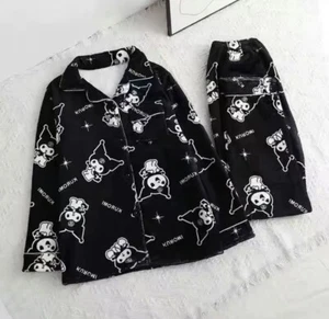 Sanrio Kuromi Black Cotton Pajama Set Women Long Sleeve Pants Suit USA Large - Picture 1 of 2