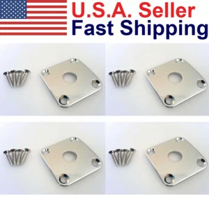 4pc Nickel Curved Bottom Jack Plate Square Jackplate Plating For Gibson Les Paul - Picture 1 of 2