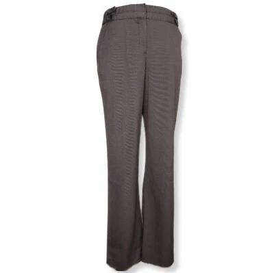 Larry Levine Mujer 10 Pantalones Negro Blanco Frente Plano Pierna Recta Bolsillos Elásticos Foto 1 de 4