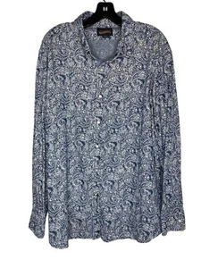 CREMIEUX PREMIUM DENIM MEN'S DENIM AND WHITE PAISLEY SNAP-DOWN LS SHIRT SZ XXL - Picture 1 of 5