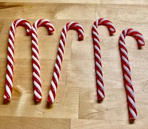Set of 5 Peppermint Candy Cane Christmas Ornaments, 6", Acrylic, Red & White - Picture 1 of 2