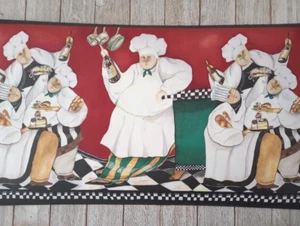 italian chef wine kitchen wall border partial roll prepasted 7 feet 1 inch new - Picture 1 of 2