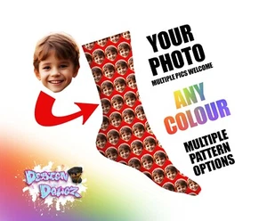 Calcetines personalizados con fotos de cara completa regalos de cumpleaños personalizados, secreto de Navidad Santa - Imagen 1 de 11