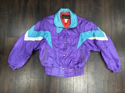 Vintage Descente Ski Jacket Women's SZ 10 Large Purple Teal Colorblock Japan - Image 1 of 4