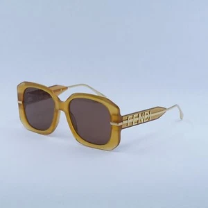 New FENDI FE40065I 50E Transparent Milky Amber/Gold/Brown 55-18-140 Sunglasses - Picture 1 of 7