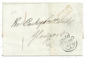IRELAND RED FRAMED PAID AT SLIGO IRISH WRAPPER TO BANK OF SCOTLAND GLASGOW 1848 - Picture 1 of 2
