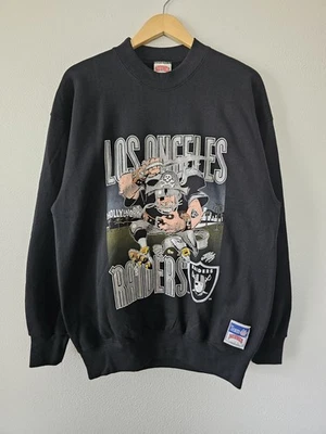 Vintage Raiders Mascot Nutmeg Black Crewneck Sweatshirt 90's Size XL NWT - Image 1 of 4