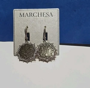 MARCHESA DANGLE EARRINGS Gold Tone With White Stones NEW WITH TAGS E#27 - Picture 1 of 4