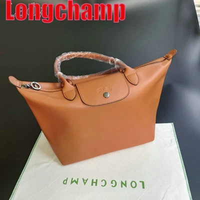 Longchamp Pliage City M Tote Bag All Leather Brown New From Japan