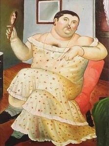 HANDMADE OIL PAINTING ART REPRO OF FERNANDO BOTERO FAT MANON CANVAS 24"X36" - Picture 1 of 1