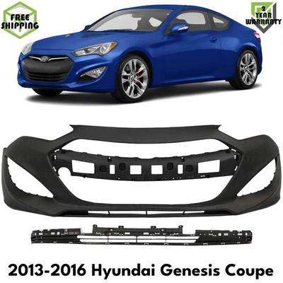 Front Bumper Cover Primed & Bumper Grille For 2013-2015 Hyundai Genesis Coupe Foto 1 de 4
