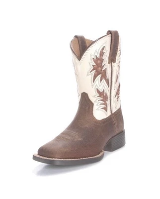 Bota de Vaquero Ariat VentTEK Juvenil Talla 13 Marrón Crema Cuero Puntera Cuadrada Estilo 10031490 Foto 1 de 4