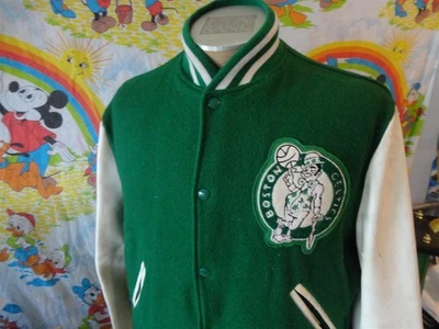 Chaqueta De Colección Años 90 Boston Celtics Cuero Verde Mangas Varsity Letterman Starter L Foto 1 de 4