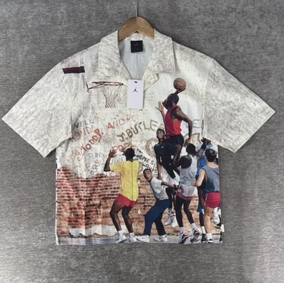 Mens Air Jordan Camp Button Up Shirt Size XL Playground Scene Sail HF9347-133 - image 1 of 4