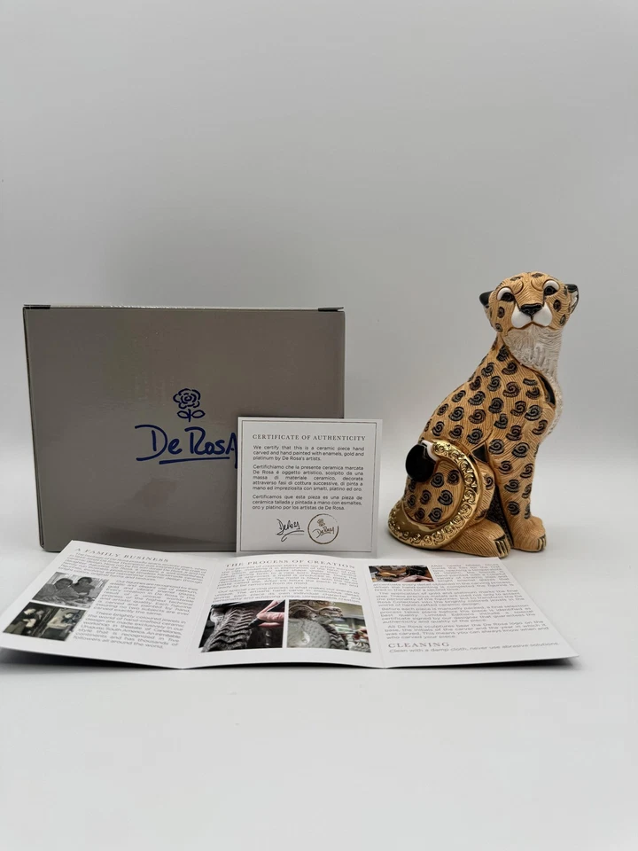 Estatuilla De Rosa Rinconada Adulto Guepardo F248 Hecha a Mano Cerámica Acentos Dorados 2024 Foto 1 de 4