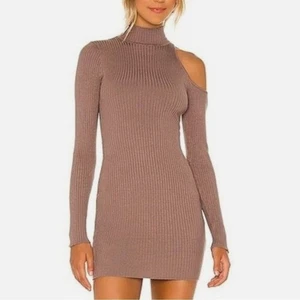 NBD Revolve Damen Moira Cut Out Bodycon Langarm Kleid Mokka Kleid Gr. Small - Bild 1 von 9