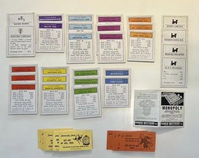 Juego de mesa Monopoly 1961 vintage piezas de repuesto - hechos, oportunidad, comm. Pecho Foto 1 de 3