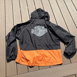 Giacca antipioggia Harley Davidson uomo arancione nero nylon solo XL full zip - Foto 1 di 12