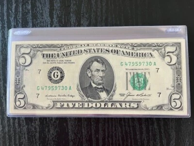 1985 $5 Dollar Bill Five Dollar Note Chicago G A Block Non Star GEM UNCIR - Image 1 of 3