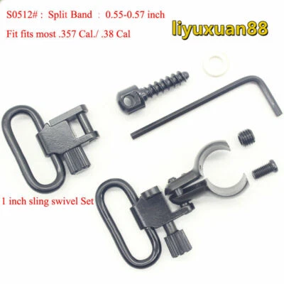 Black Detachable 1'' Sling Swivels Mount Kit Split Band 0.55-0.57''_S0512# - Image 1 of 4