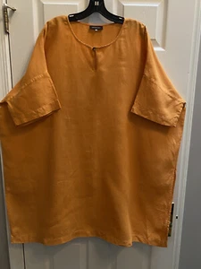 Eskandar (0) orange lange Leinen Long Tunika Schlüsselloch vorne Top - Bild 1 von 5