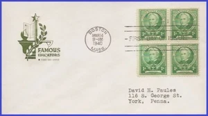 USA4 # 869 ADDR HOUSE OF FARNAM FDC BL4  Horace Mann - Picture 1 of 1