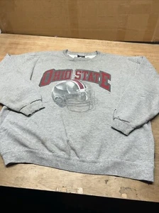 Vintage Starter Ohio State Crew Neck Big Logo Sweatshirt Gray DISTRESSED Sz XL - Picture 1 of 11
