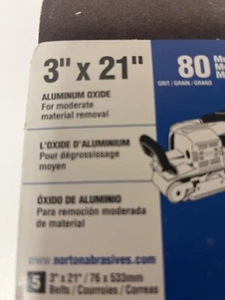 1 Pack de 5 Correas de Lijado 3x21 80 Grit Marca Norton - Imagen 1 de 3
